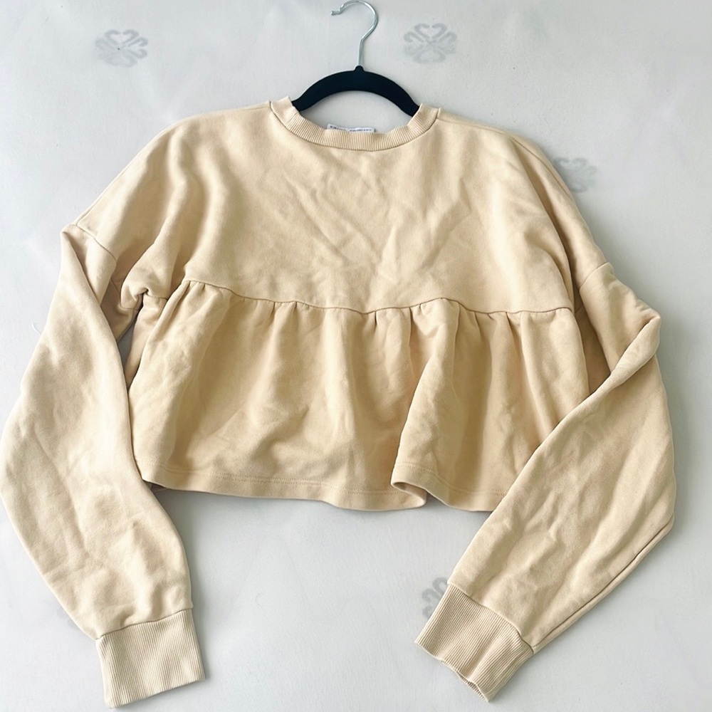 Zara Cream Crop Top Sweater